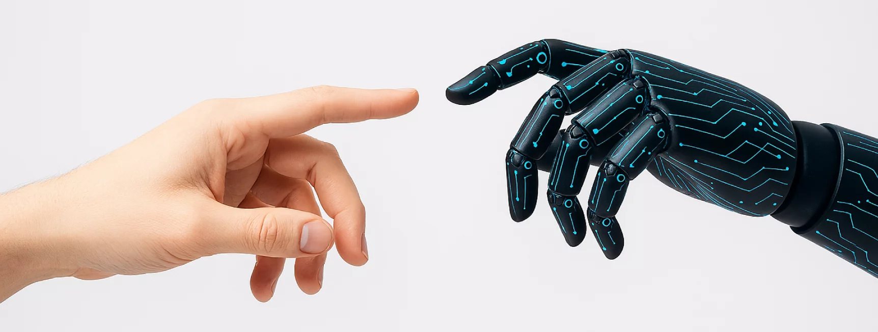 human and robotic hand reaching out